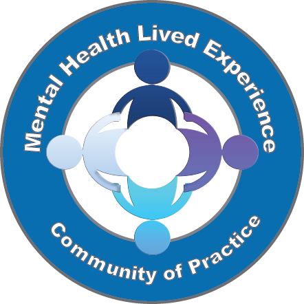 Mental Health Lived Experience Community of Practice Logo. Circle with people holding hands