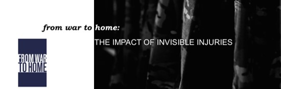 Military uniform sleeves with the words from war to home impact of invisible injuries on top.