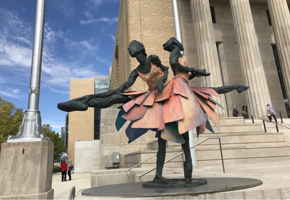 Statue of dancers outside of Robinson Center