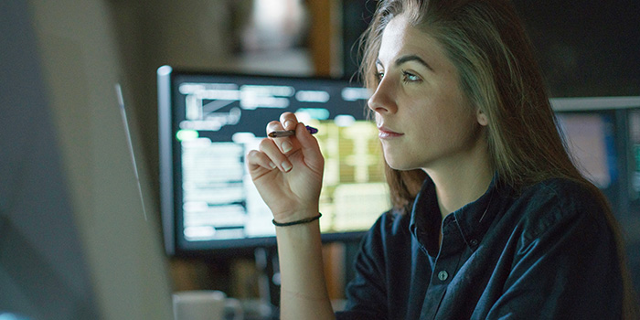 You woman working on a computer