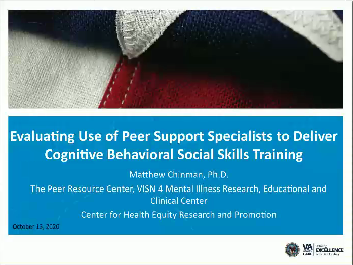 Evaluating Use of Peer Support Specialists to Deliver Cognitive Behavioral Social Skills Training