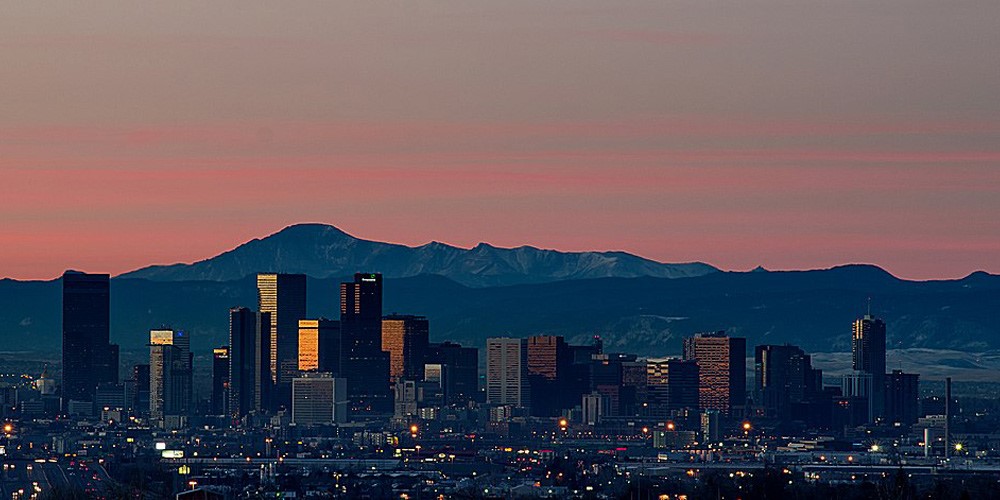 Denver skyline at sunset